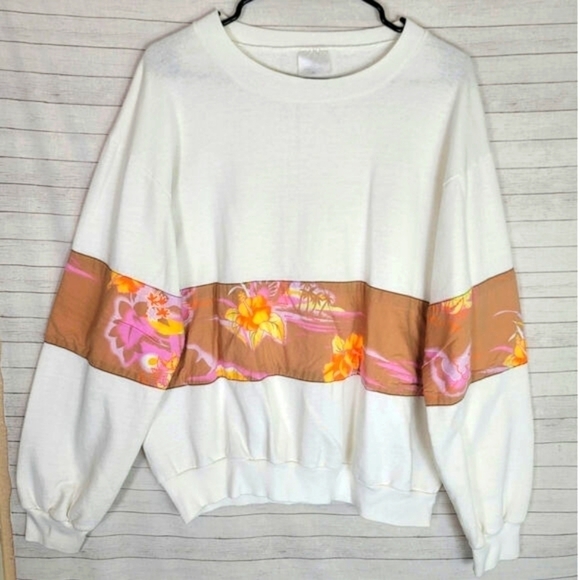 VINTAGE SPORTS AMERICA USA SWEATSHIRT W HAWAIIN TROPICAL DETAIL, SZ XL - Picture 1 of 11